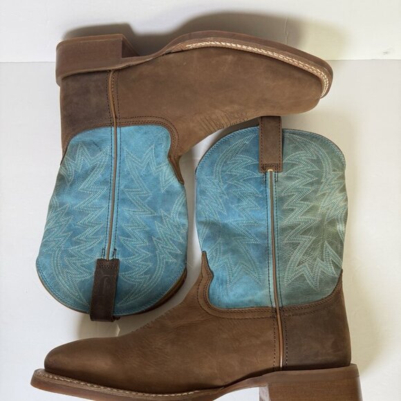 Justin Big Bucks 11” Western Square Toe Walnut Boots Men Size 12D NEW Vibram - Picture 8 of 16